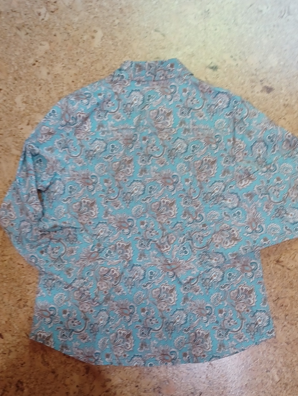 Pendleton Women's Turquoise/Tan Paisley Western Snap Button Shirt Size L NWOT - Picture 6 of 7